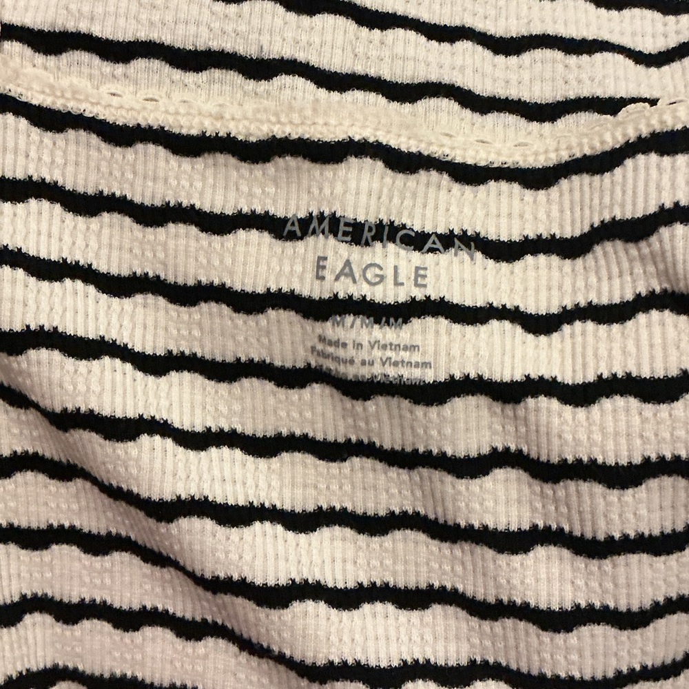 American Eagle Outfitters Black and White Striped Crop Top